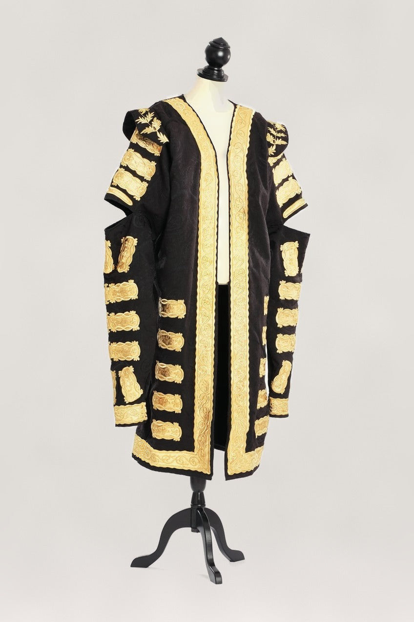 Presidential robe, gold-embroidered ceremonial robe, front view
