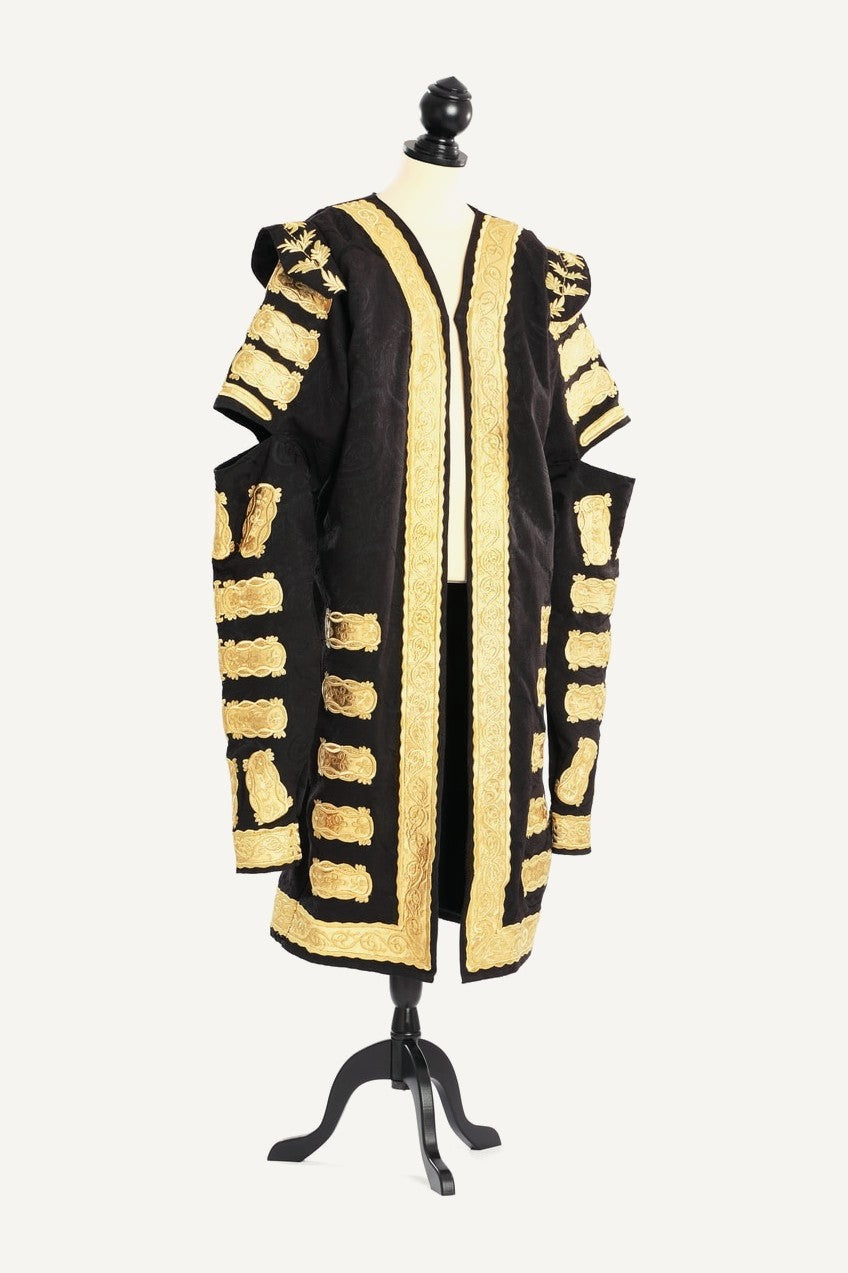 Presidential robe, gold-embroidered ceremonial robe, front view