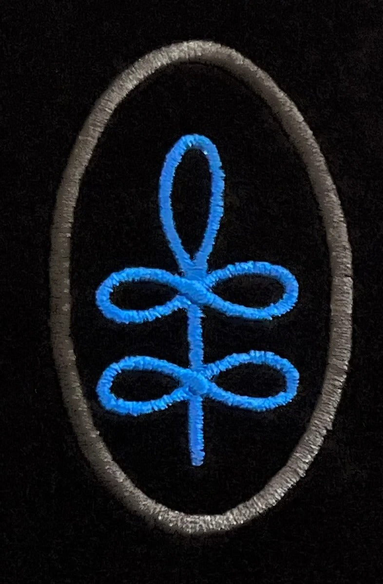 Embroidered crow’s feet on black velvet facing, detail from the existing workpiece gallery