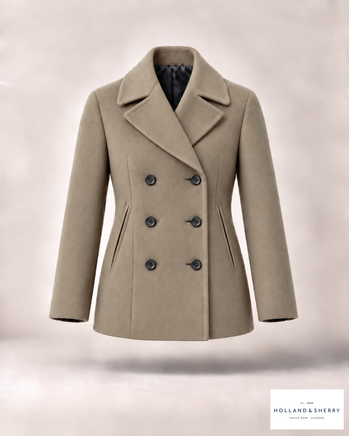 The Peacoat Women, Light Camel, Hip length, Front view.