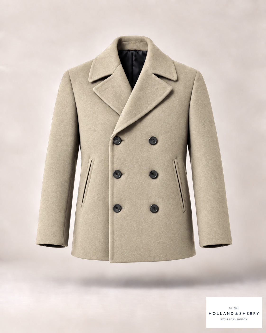 The Peacoat Men, Oatmeal, Hip length, Front view.
