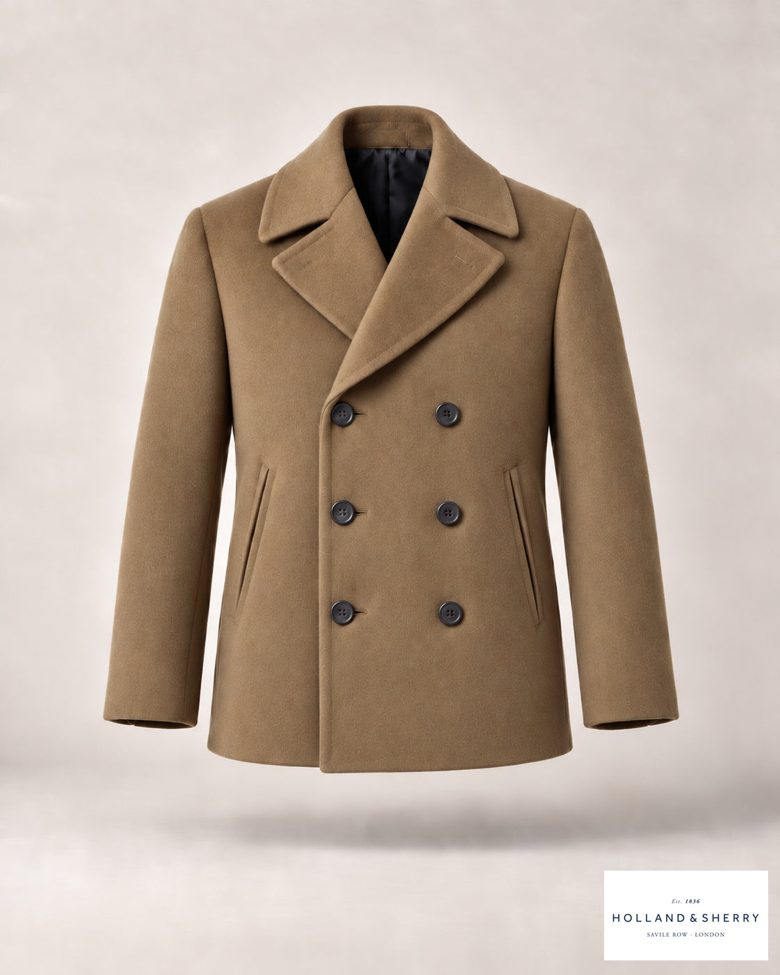 The Peacoat Men, Camel, Hip length, Front view.