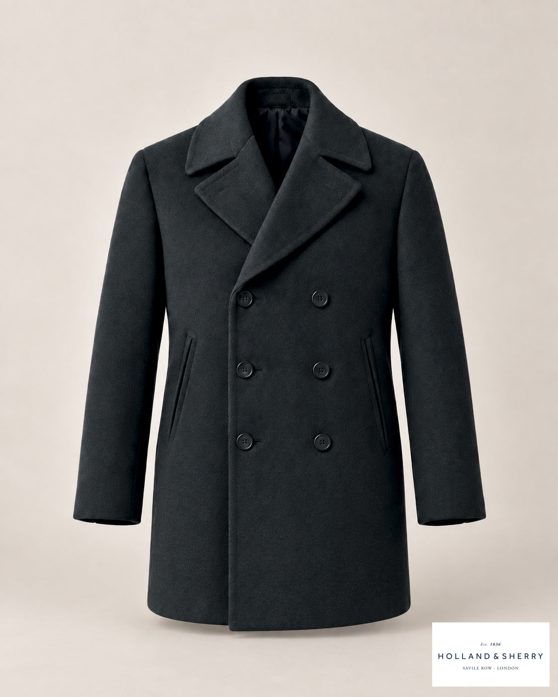 The Peacoat Men, Charcoal, Thigh length, Front view.
