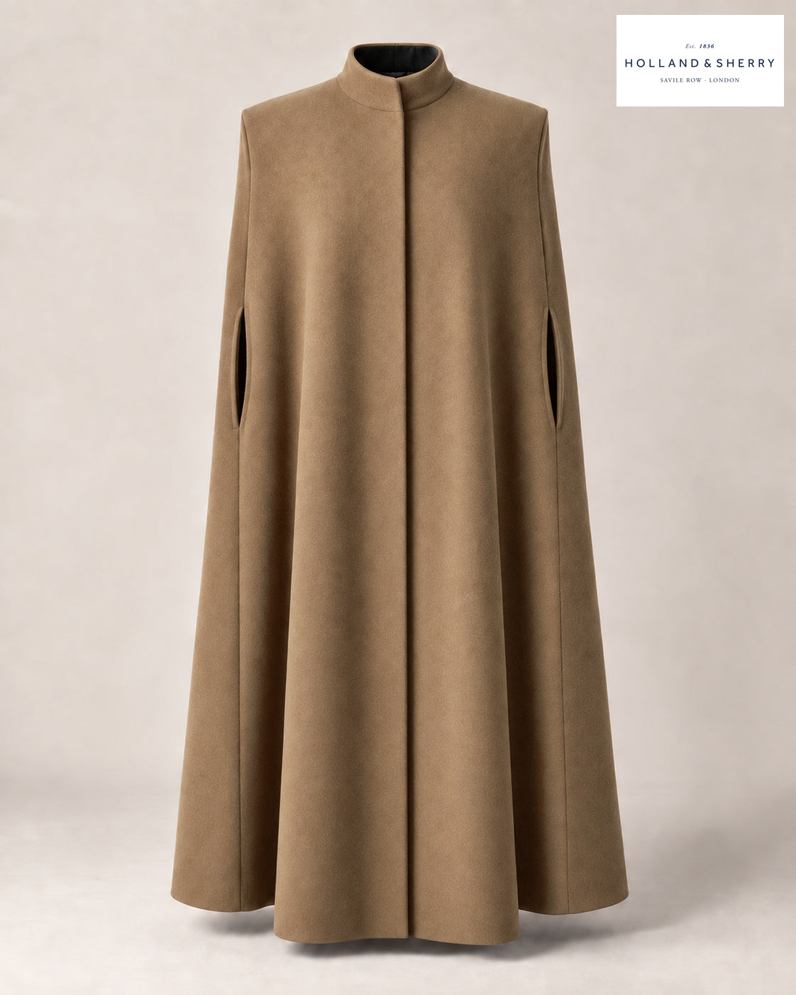 The Cape Men, Camel, Calf length, Front view.