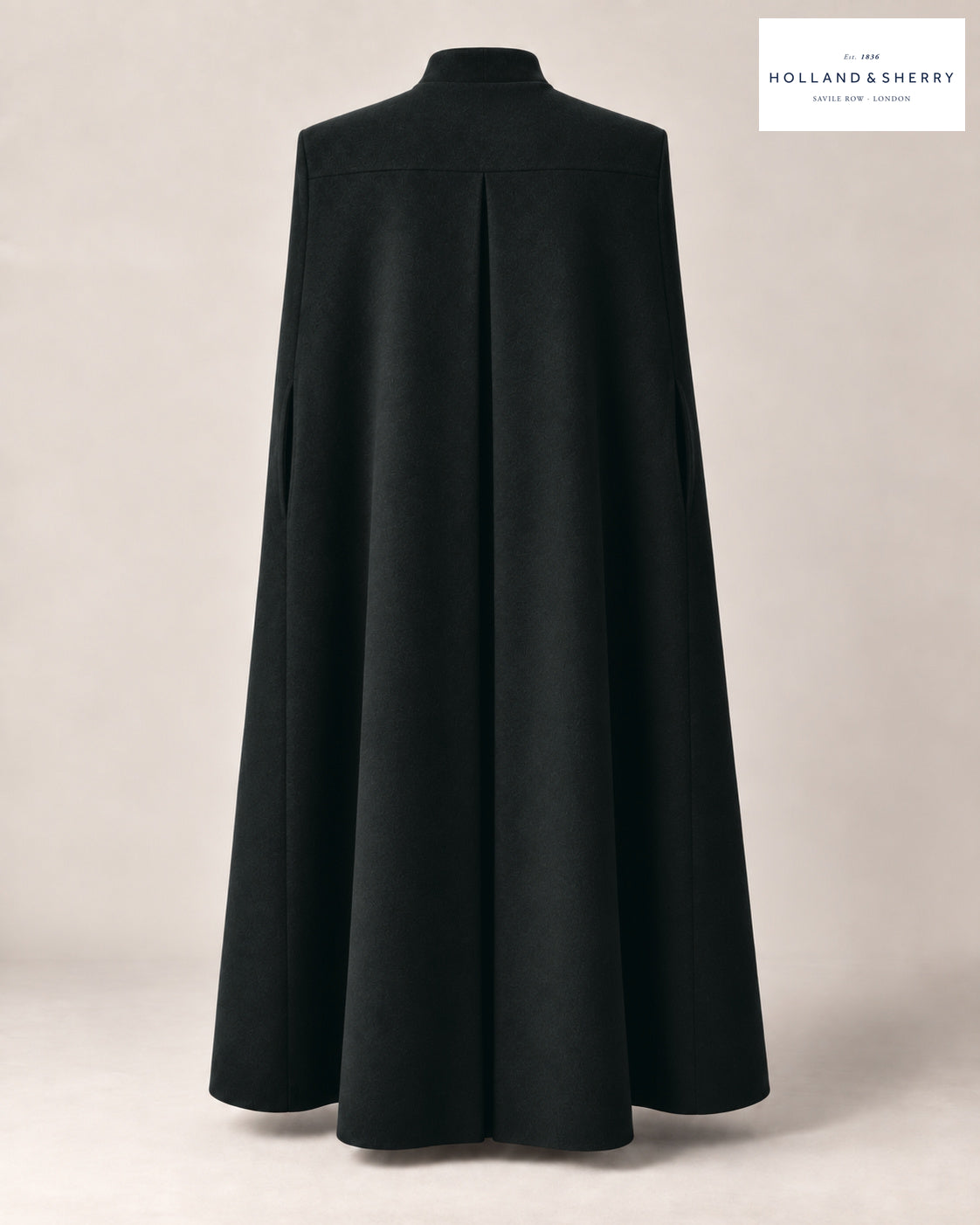 The Cape Men, Black, Calf length, Back view.