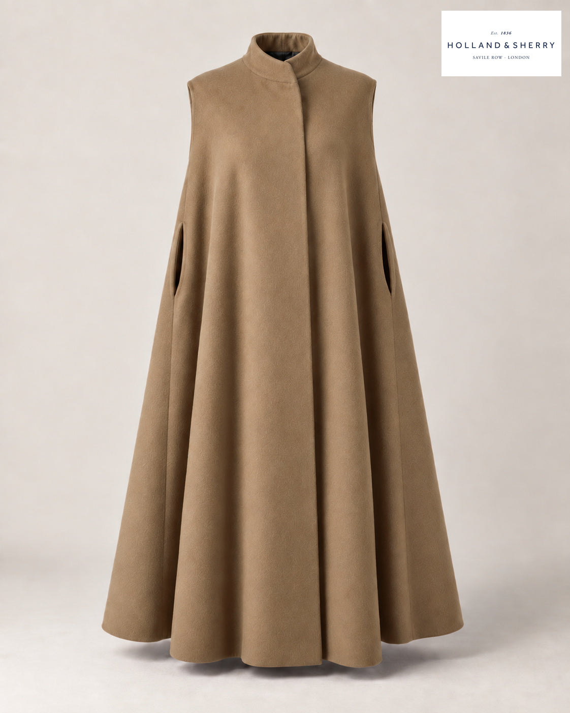 The Cape Women, Camel, Calf length, Front view.