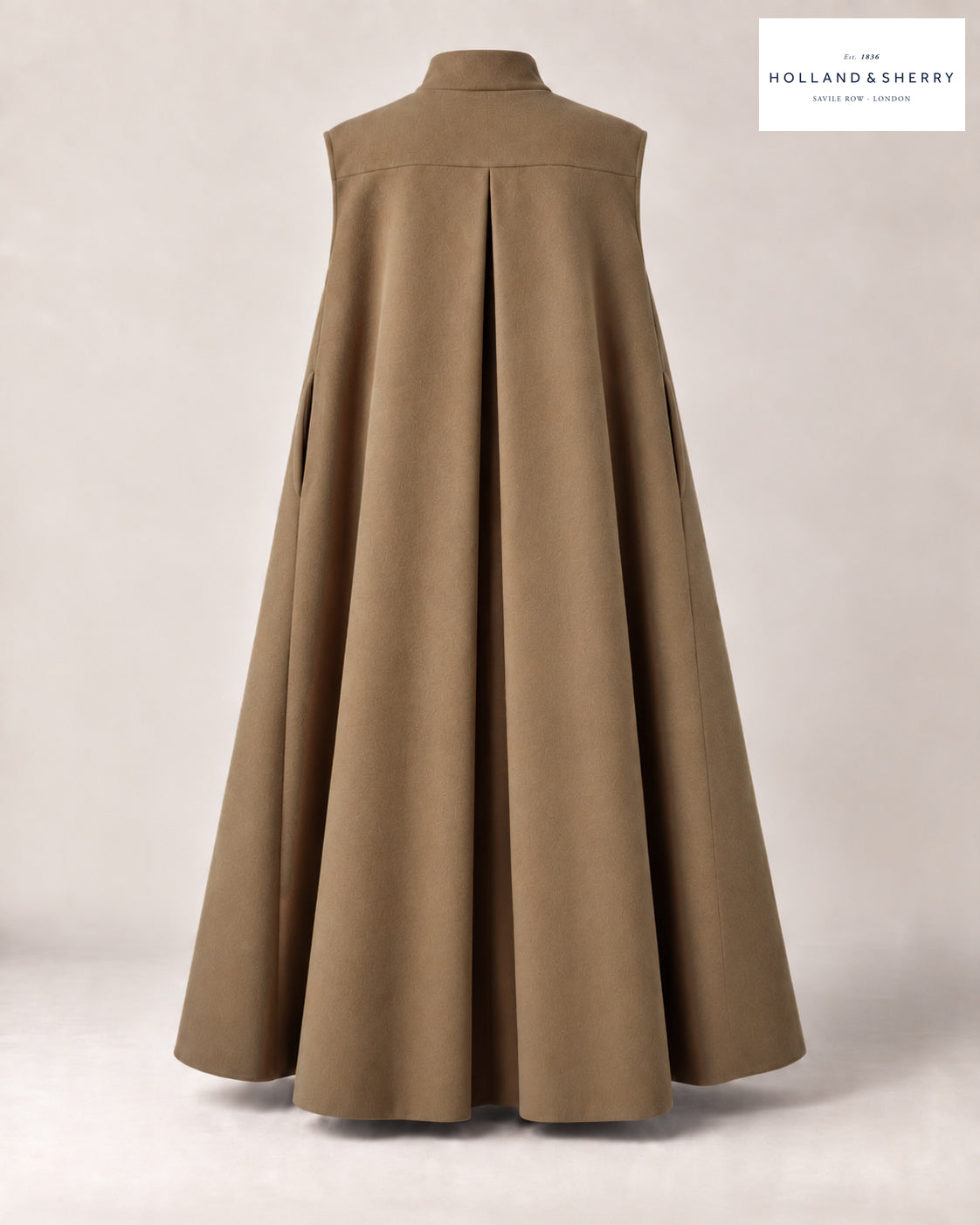 The Cape Women, Camel, Calf length, Back view.