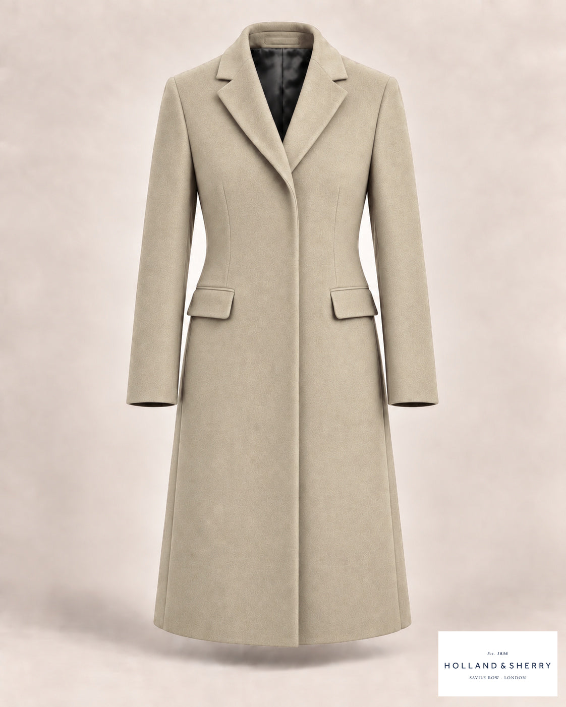 The Chesterfield Women, Oatmeal, Calf length, Front view.