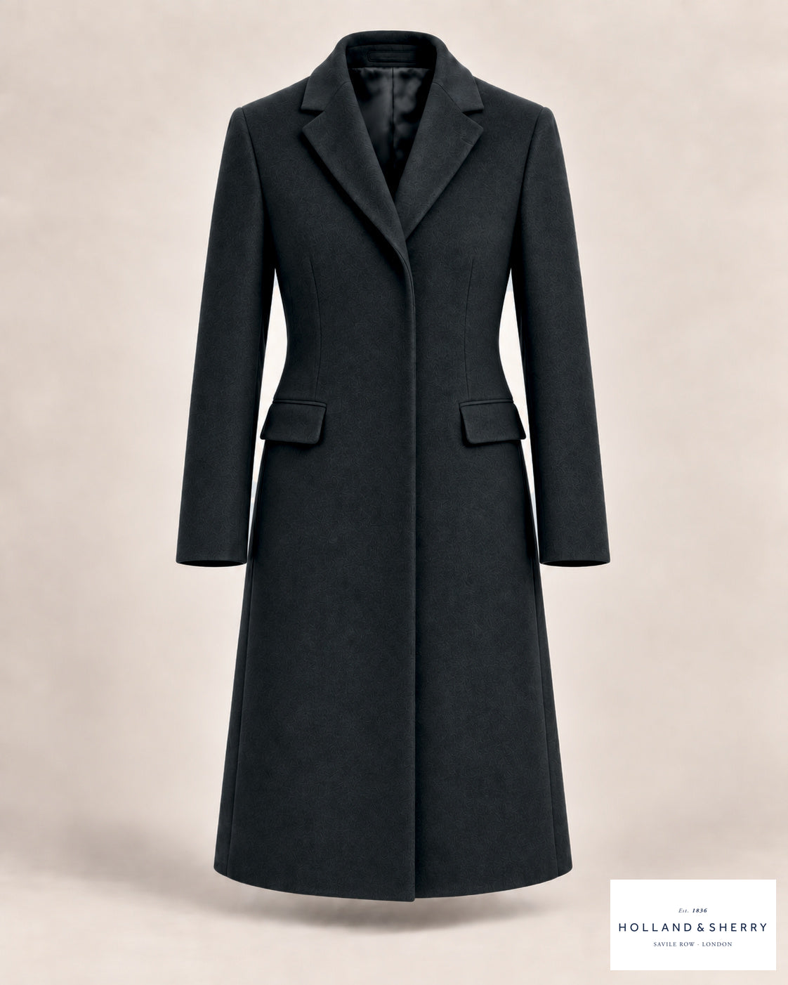 The Chesterfield Women, Charcoal, Calf length, Front view.