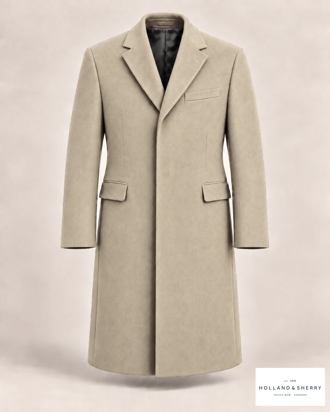 The Chesterfield Men, Oatmeal, Calf length, Front view.