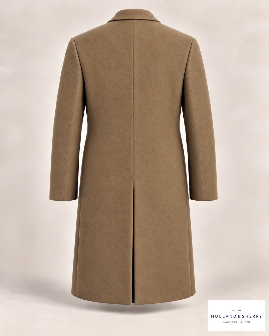 The Chesterfield Men, Camel, Calf length, Back view.