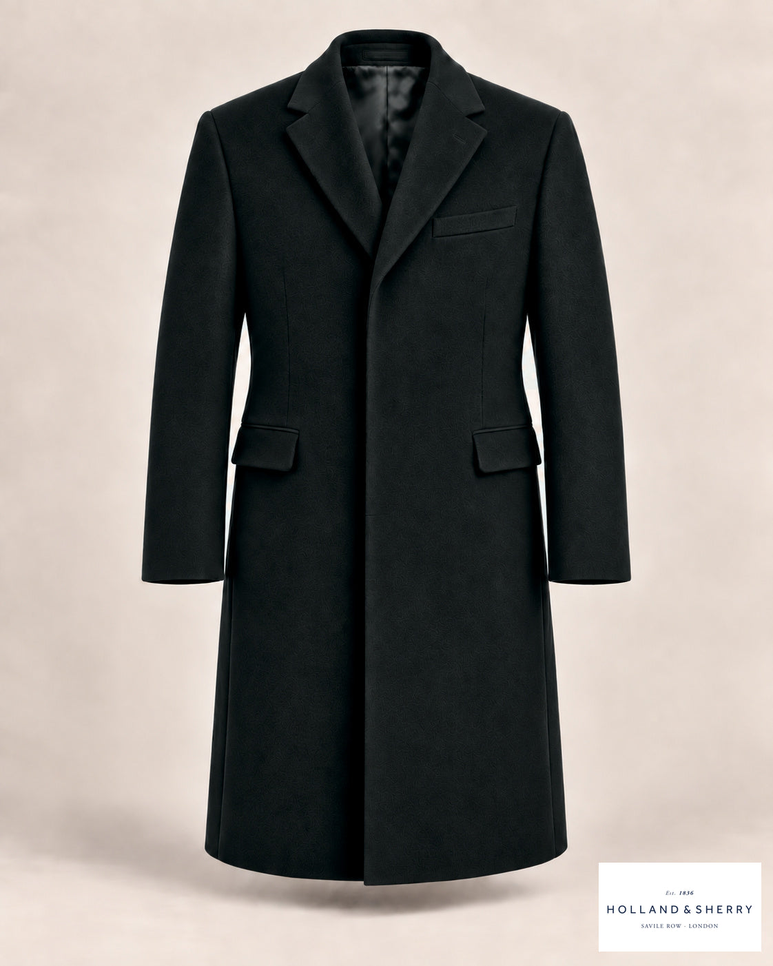 The Chesterfield Men, Black, Calf length, Front view.