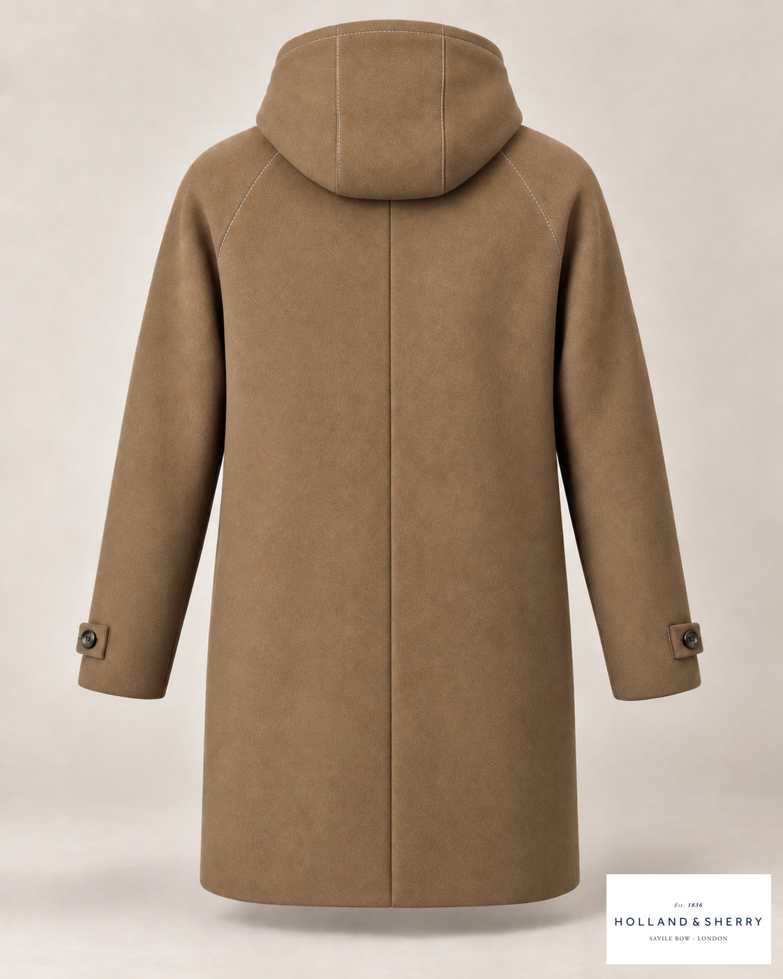 The Parka, Camel, Knee length, Back view.