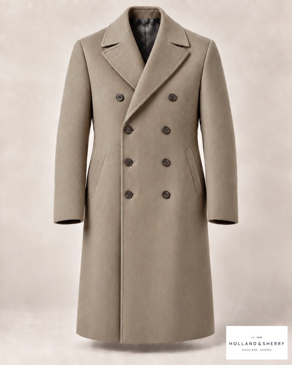 The Ulster Men, Light Camel, Calf length, Front view.