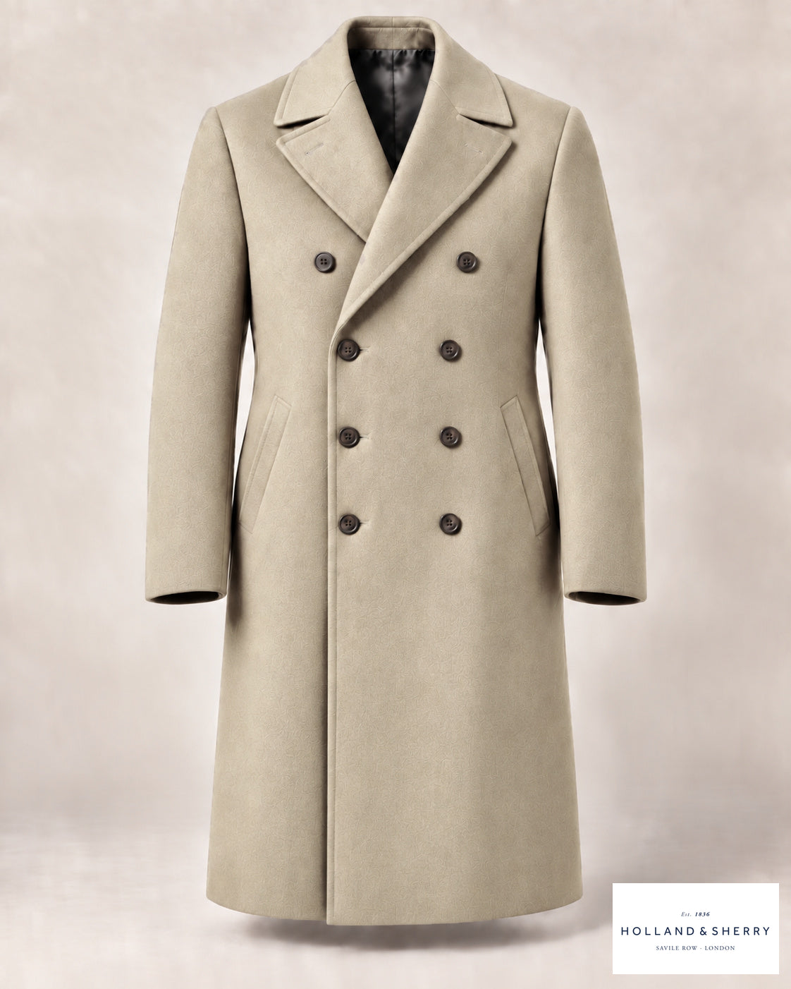 The Ulster Men, Oatmeal, Calf length, Front view.