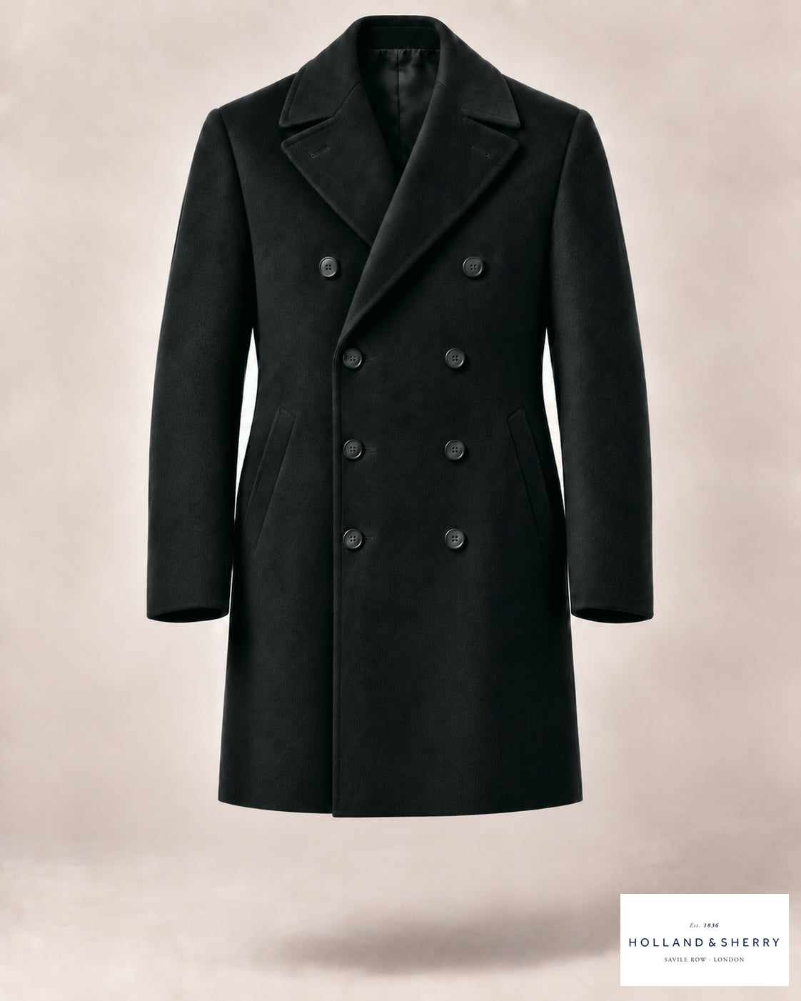 The Ulster Men, Black, Knee length, Front view.