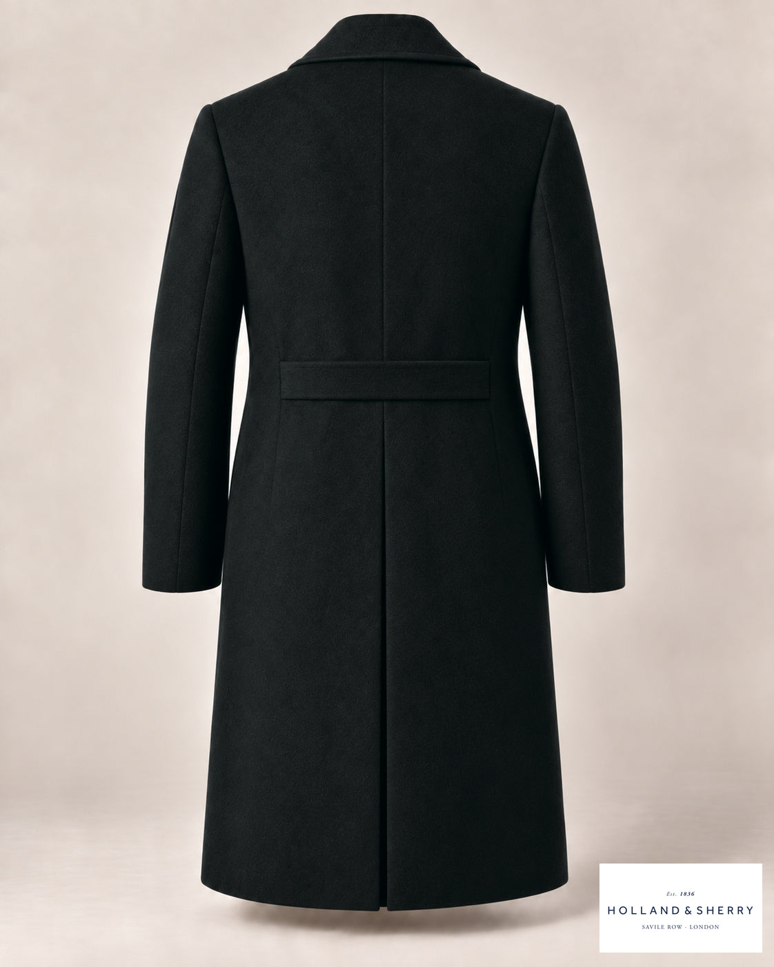 The Ulster Men, Black, Calf length, Back view.