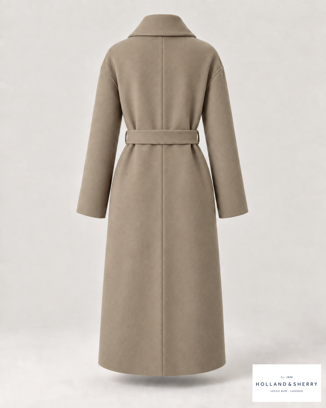 The Wrap Coat Women, Light Camel, Calf length, Back view.