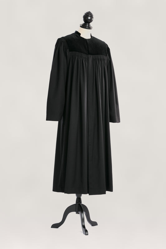 Bavarian / Palatinate Clergy Robe — front view on bust and stand, studio photograph