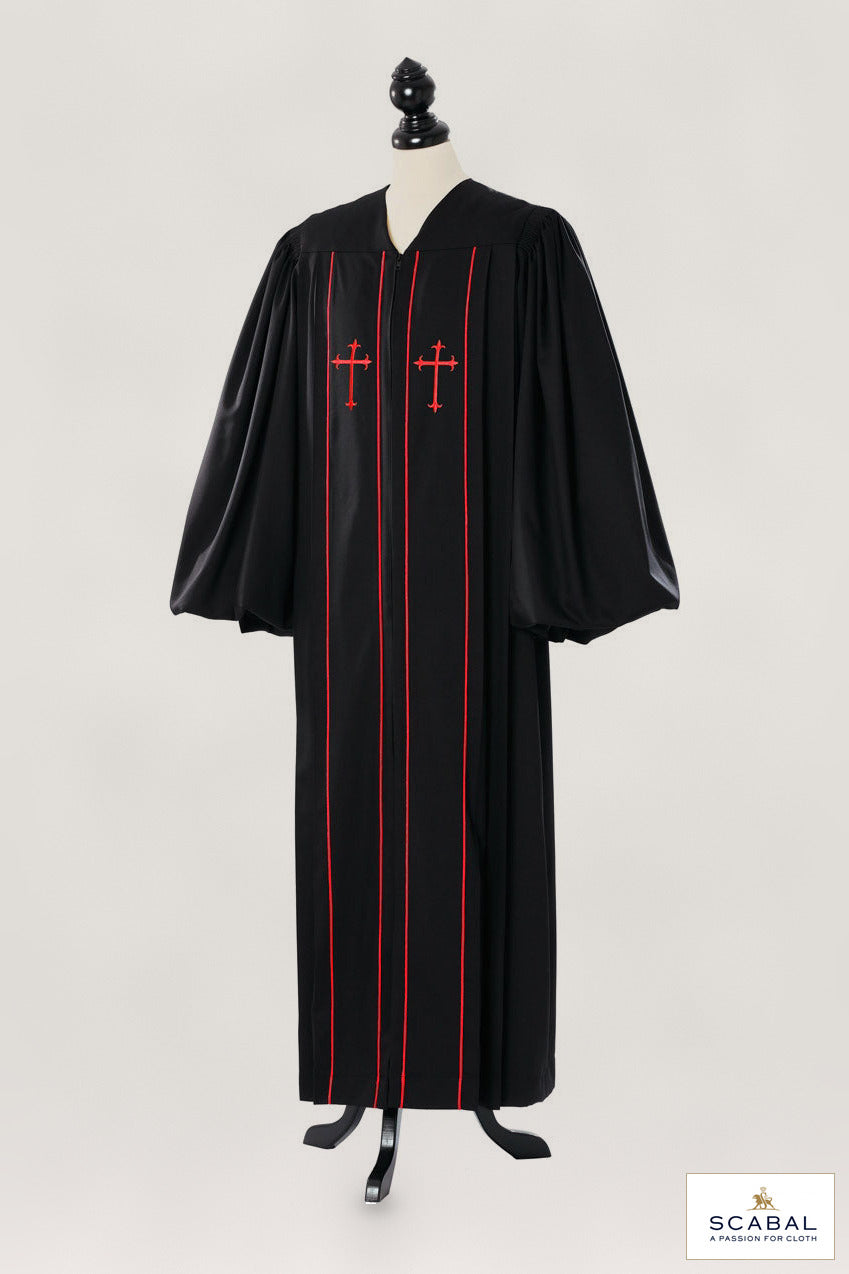 Clerical Pulpit Robe – Capri – original photograph with fabric logo