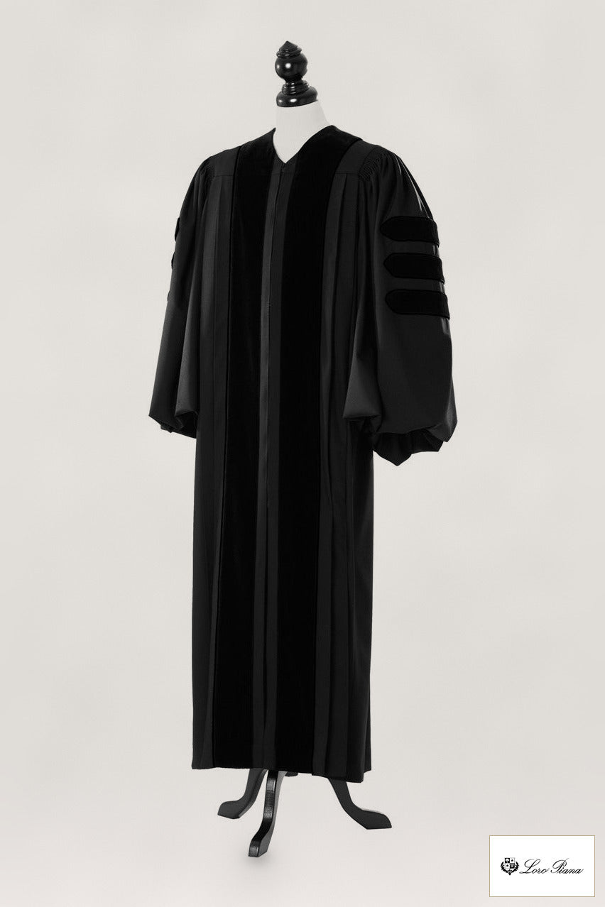 Deluxe Doctoral Academic Gown – Tasmanian Super 170’s – original photograph with fabric logo