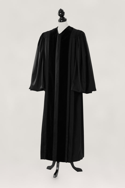 Front Velvet Geneva Clergy Robe — bespoke clergy robe, handcrafted in Bavaria