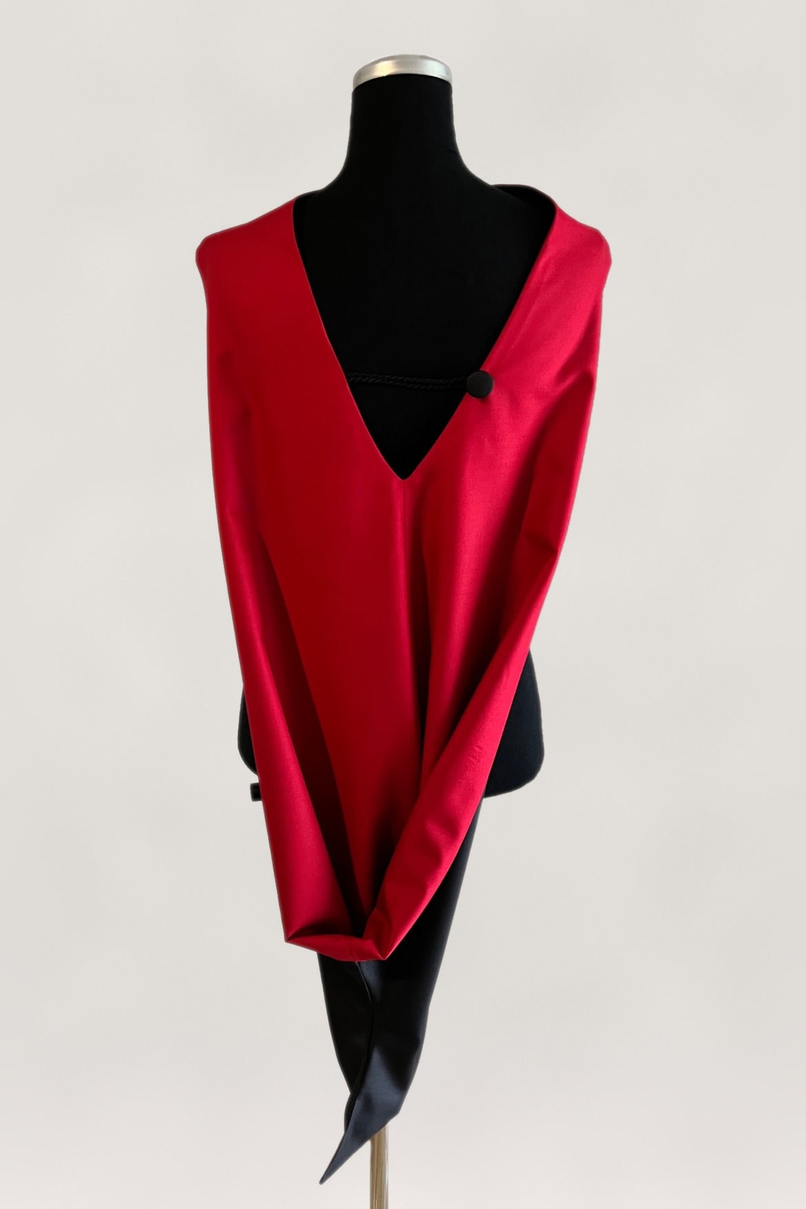 Hood of the Harvard doctoral robe in crimson and black