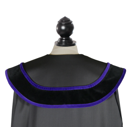 Austrian Judge's Robe with violet velvet trim — Collar from behind, close-up