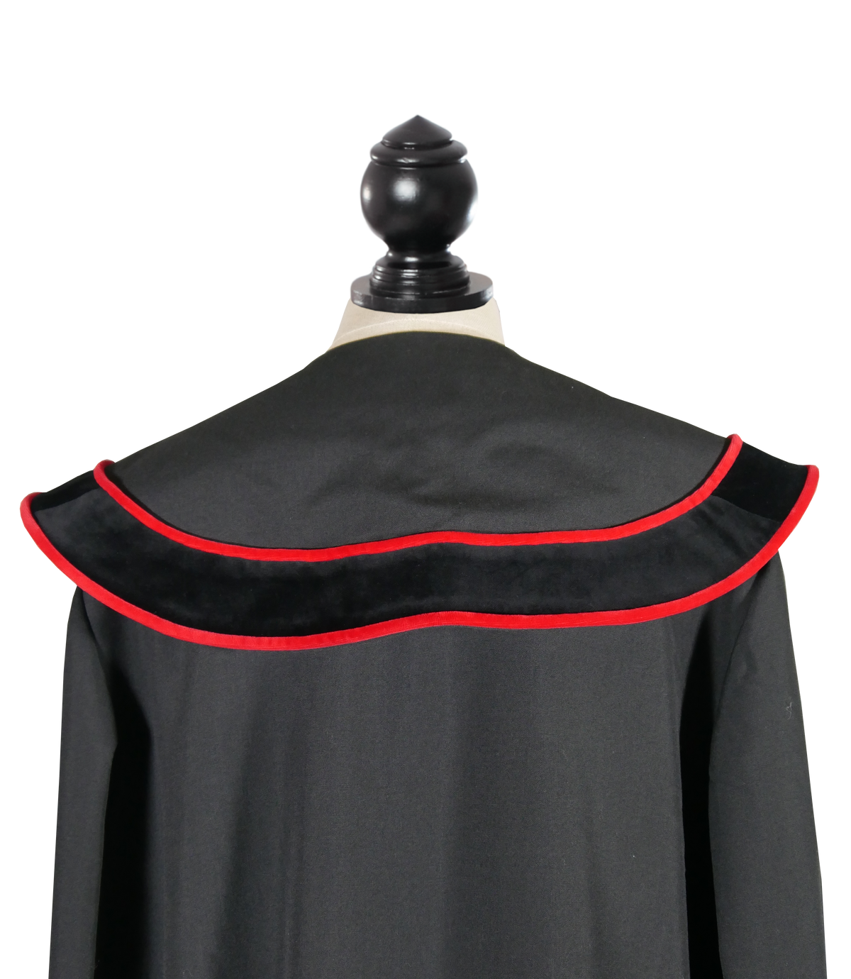Austrian Public Prosecutor's Robe with red velvet trim — Collar from behind, close-up