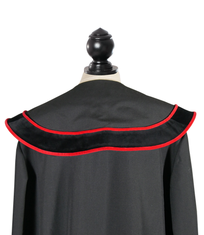 Austrian Public Prosecutor's Robe with red velvet trim — Collar from behind, close-up