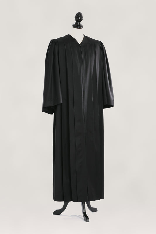 Principal US Judge Robe — front view on bust and stand, studio photograph