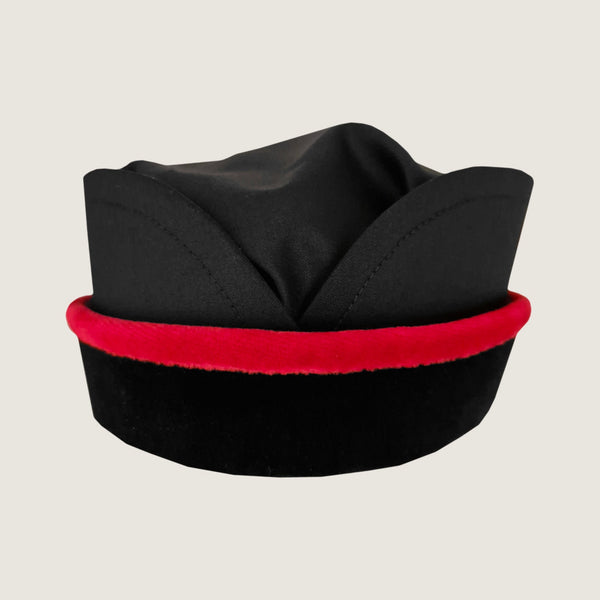 Austrian prosecutor’s beret: black cloth crown with a red velvet band