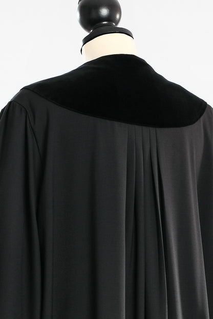 German Judge's Robe — velvet yoke and back pleats, close-up