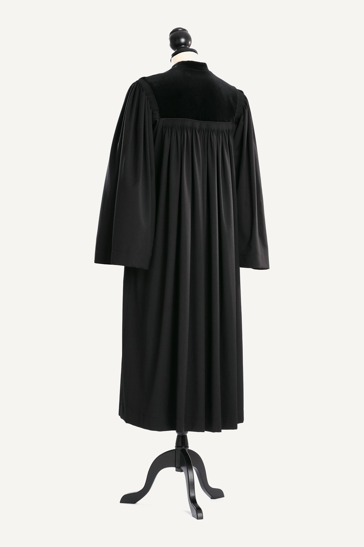 Bavarian / Palatinate Clergy Robe — back view on bust and stand, studio photograph