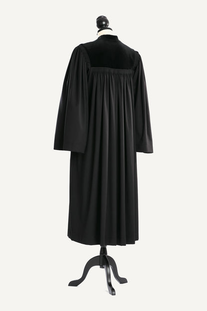 Bavarian / Palatinate Clergy Robe — back view on bust and stand, studio photograph