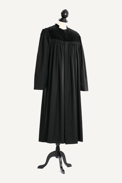 Bavarian / Palatinate Clergy Robe — front view on bust and stand, studio photograph