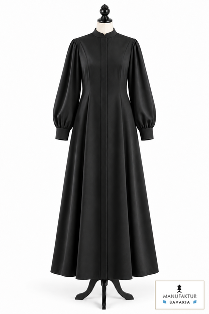 Women's preaching robe with shaping seams and a stand collar on a dress form – style visualisation · Royal Regalia