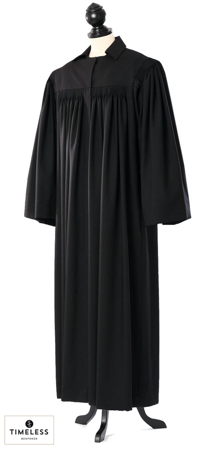 Protestant Clergy Robe – General, Prussian / Baden Form — Silver Wool / Gold Silk — original photograph with fabric house mark