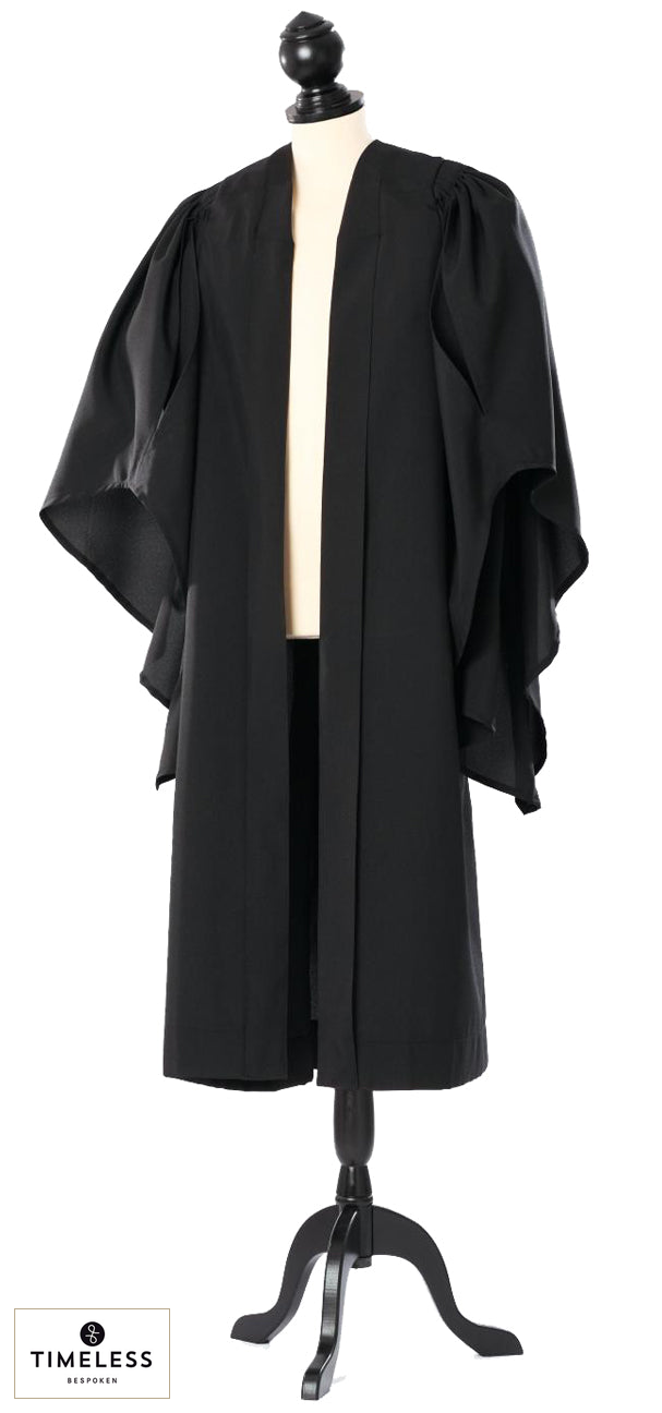 Cambridge Bachelor's Gown — Silver Wool / Gold Silk — original photograph with fabric house mark