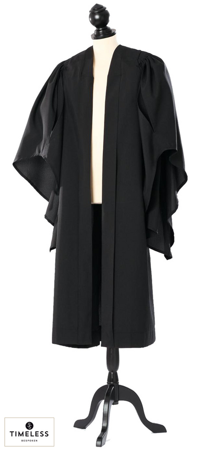 Cambridge Bachelor's Gown — Silver Wool / Gold Silk — original photograph with fabric house mark