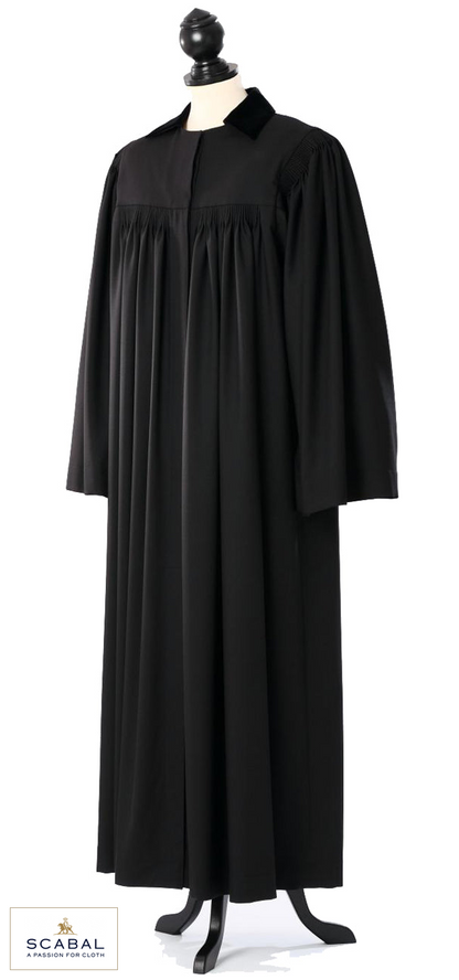 Saxon Clergy Robe — Capri Cool Wool — original photograph with fabric house mark