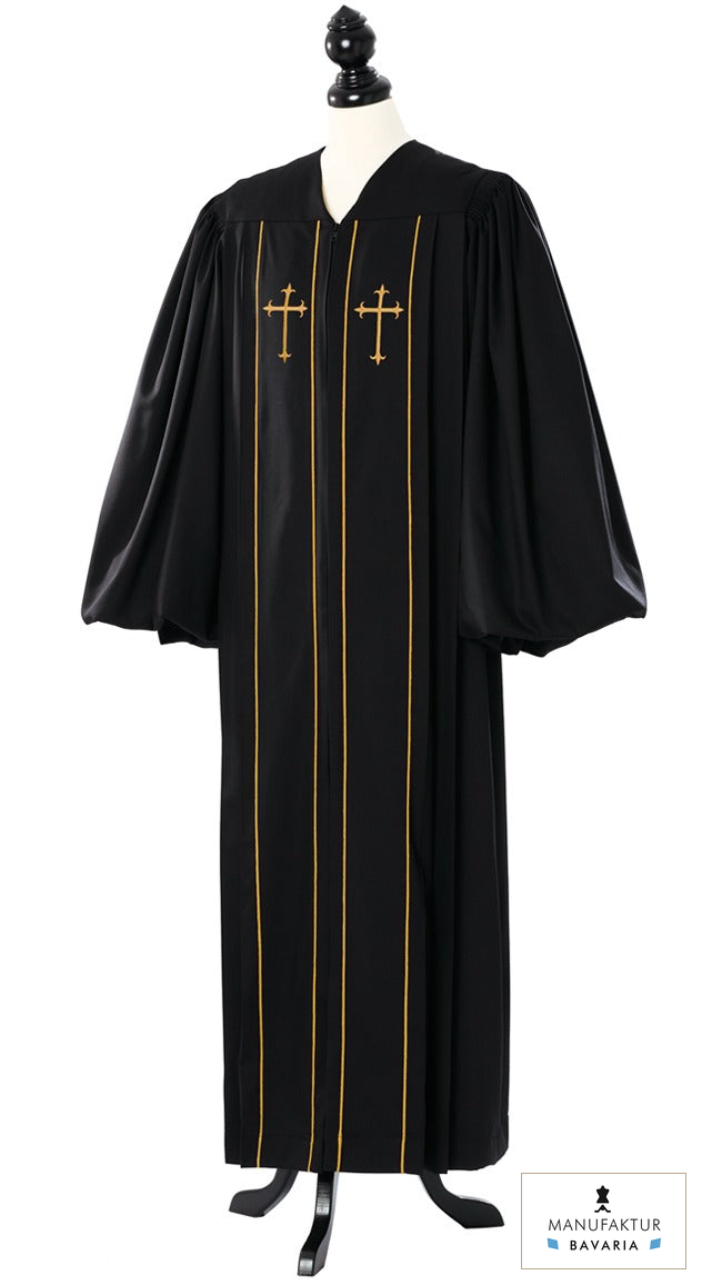 Custom Cleric Clergy Gold Robe – Royal Regalia – original photograph with fabric logo
