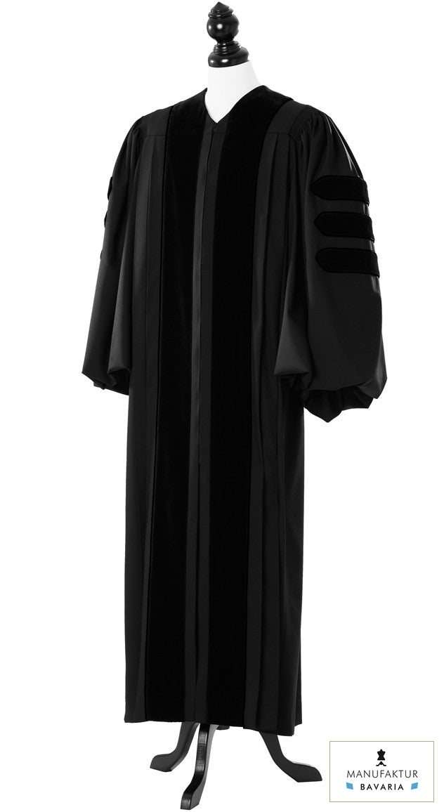 Deluxe Doctoral Academic Gown – Royal Regalia – original photograph with fabric logo