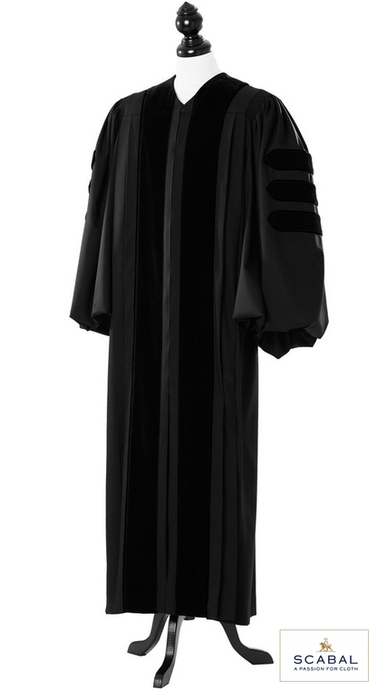 Deluxe Doctoral Academic Gown – Capri Cool Wool – original photograph with fabric logo