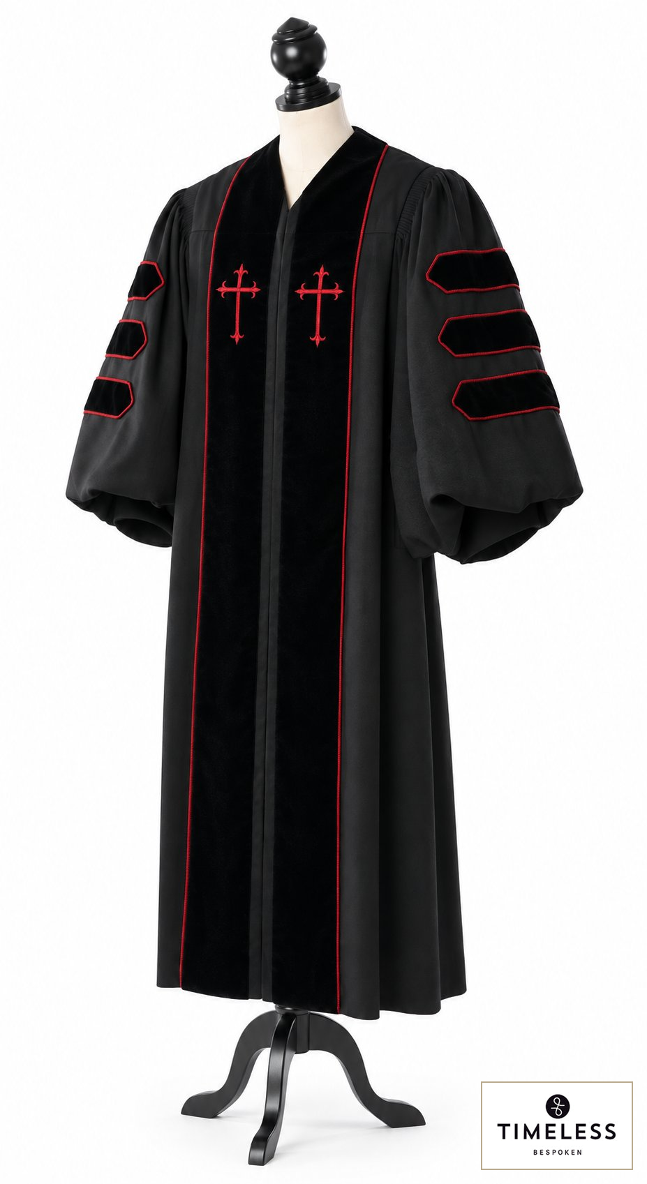 Dr. of Divinity Clergy Robe – Silver Wool / Gold Silk – original photograph with fabric logo