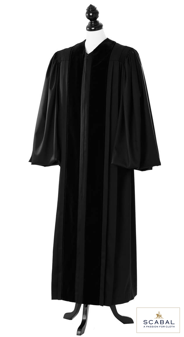 John Wesley Clergy Robe – Capri Cool Wool – original photograph with fabric logo