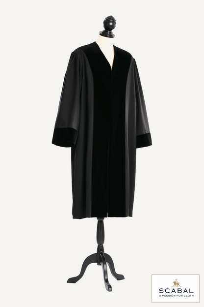 German Judge's Robe — Capri Cool Wool — studio photograph with fabric house mark