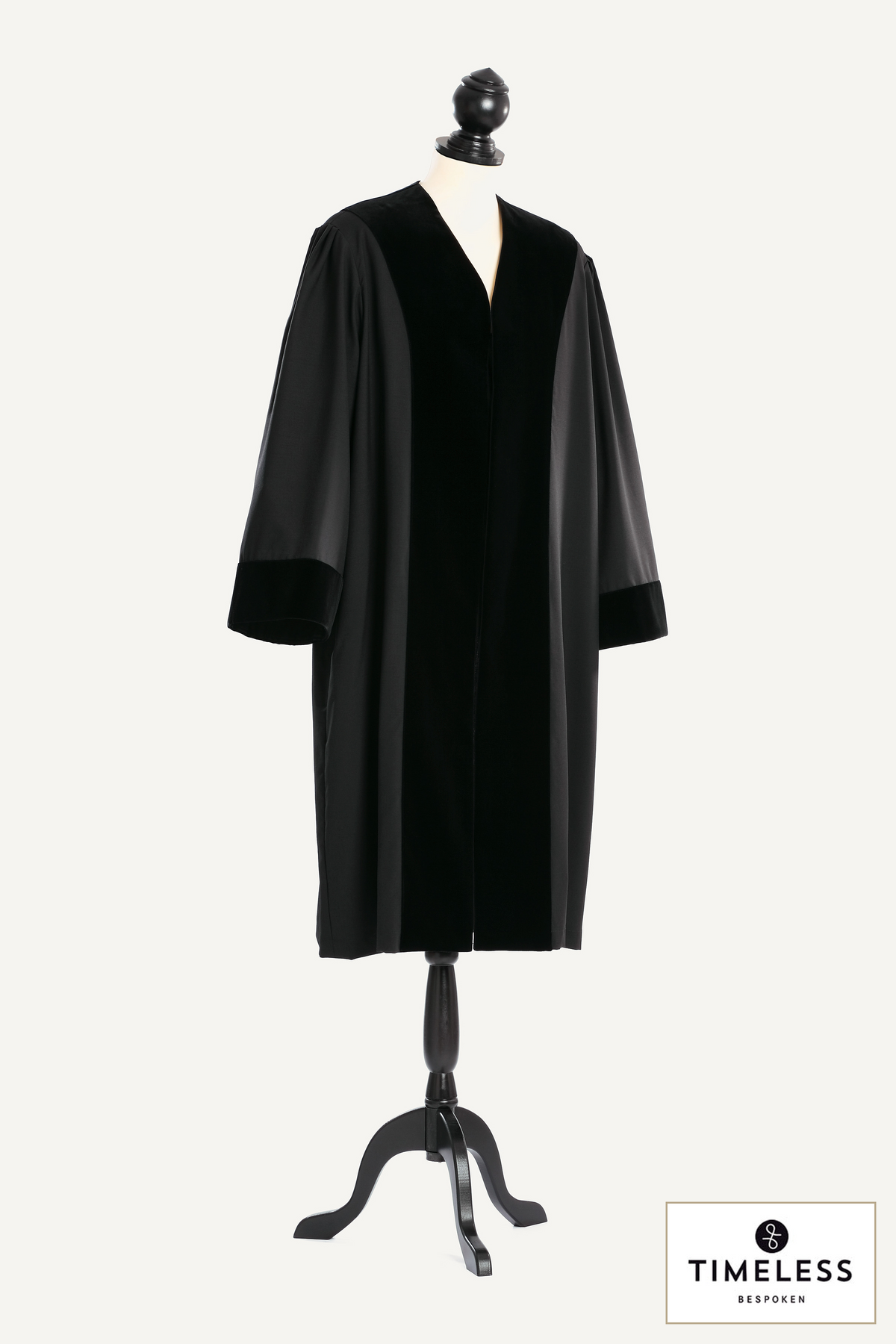 German Judge's Robe — Silver Wool / Gold Silk — studio photograph with fabric house mark