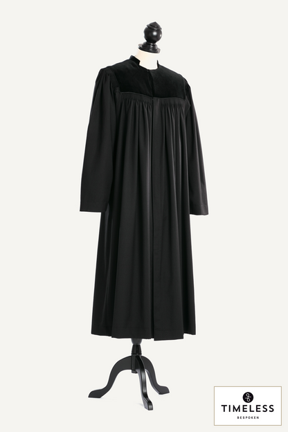 Bavarian / Palatinate Clergy Robe — Silver Wool / Gold Silk — studio photograph with fabric house mark