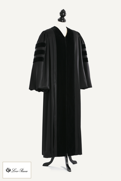 Doctoral Pulpit Robe — Summer Tasmanian — studio photograph with fabric house mark